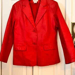 Chadwick’s Women's Red Leather Blazer